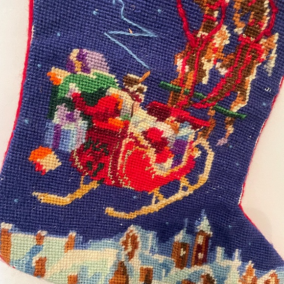 Vtg Bucilla TO ALL A GOODNIGHT Santa Sleigh Christmas Stocking Personalized PAUL - Picture 4 of 6